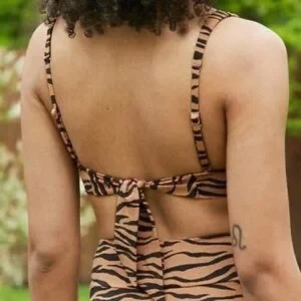 Aerie pique animal print tie bikini top - Picture 5 of 5